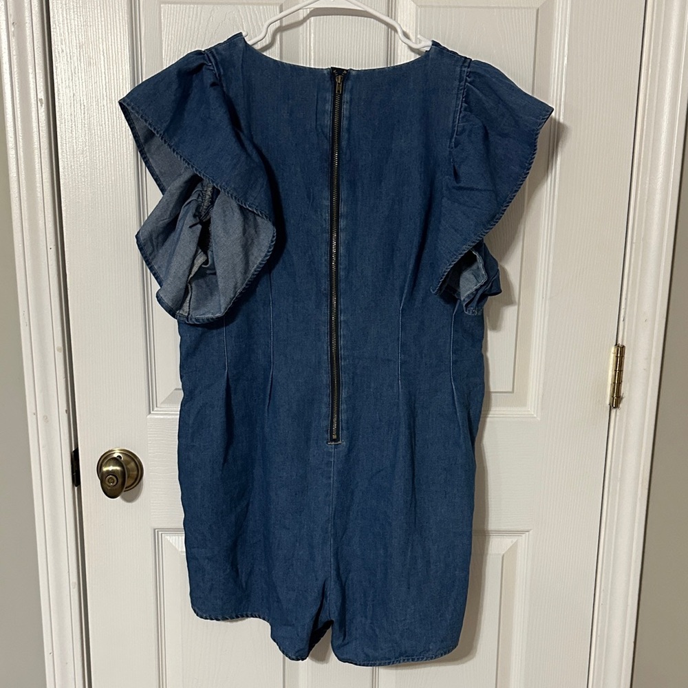Denim Blue Women's Pleated Romper XL - Picture 2 of 2